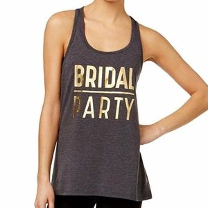 (NWT) Women's Ideology Gray Metallic Bridal Party Racer Back Tank Top Plus Sizes